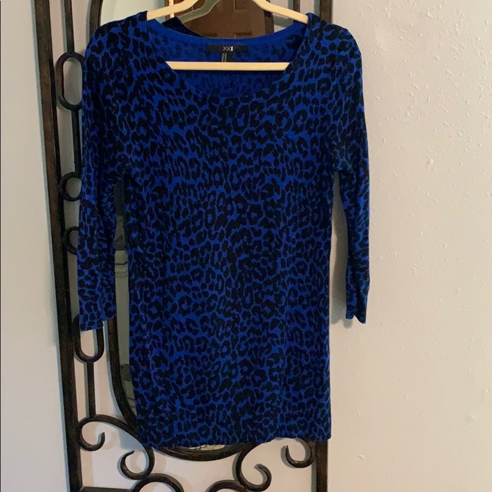 Blue Leopard Print Sweater